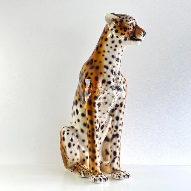 20th Century Italian Ceramic Leopard Floor Sculpture For Sale - Image 13 of 18