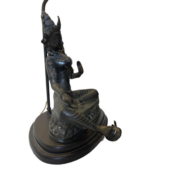 1940s Vintage 1940s Asian Bronze Tara Lamp For Sale - Image 5 of 13