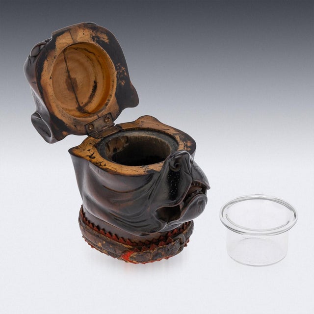 Metal 19th Century Victorian Tree of Life Bulldog Inkwell, 1860 For Sale - Image 7 of 18