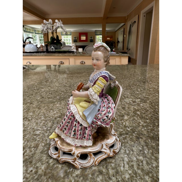 Pair of 19th Century Porcelain Figures of a Boy and Girl Likely From the Nymphenburg Porcelain Factory Germany For Sale In New York - Image 6 of 16