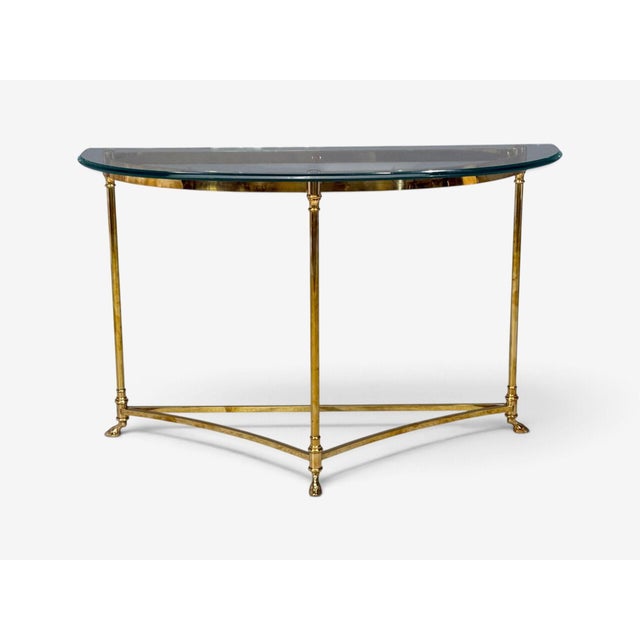 LaBarge, German Modern, Demilune Console Table, Brass, Glass, Germany, 1970s For Sale In New York - Image 6 of 14