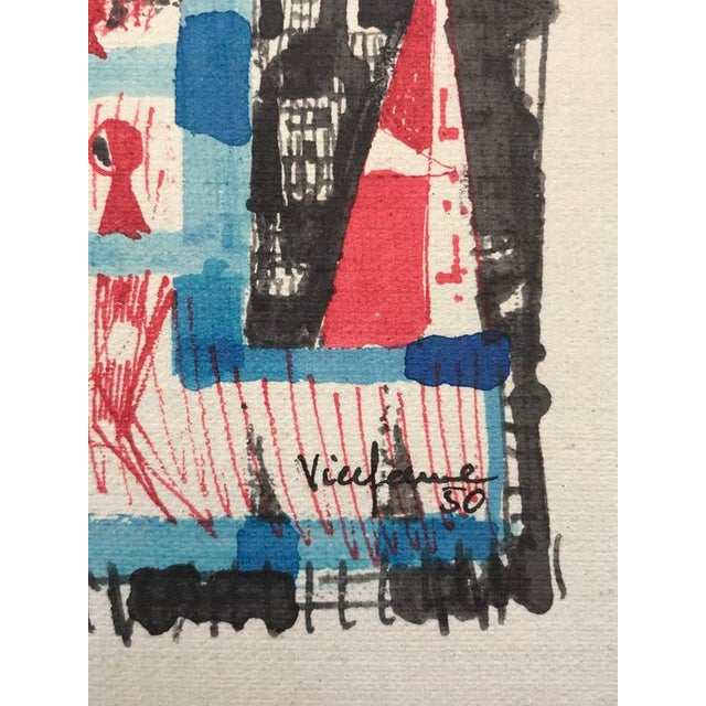 Jean-Pierre Vie Lfaure, Composition, 1950, Ink and Watercolor For Sale - Image 3 of 5