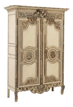 Antique French Painted Armoire in Wood, 1700s