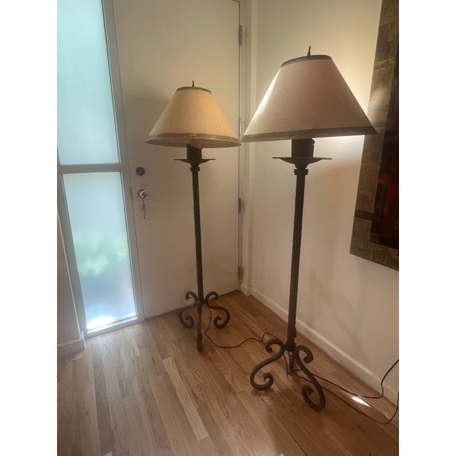 Pair of Formations Usa Heavy Iron Floor Lamps For Sale - Image 9 of 12