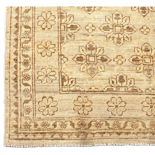 3'1" X 4'8" Small Ariana Samarkand Collection Soft Honey and Brown Semi Geometric Floral Rug (3' X 5') For Sale In Los Angeles - Image 6 of 9