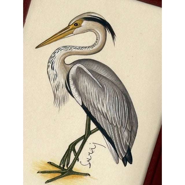 American Original Hand-Painted Egret Painting in a Hand-Painted Frame For Sale - Image 3 of 3