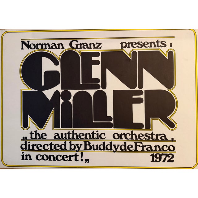 This original 1972 concert poster captures the timeless spirit of the Glenn Miller legacy, presented by legendary jazz...
