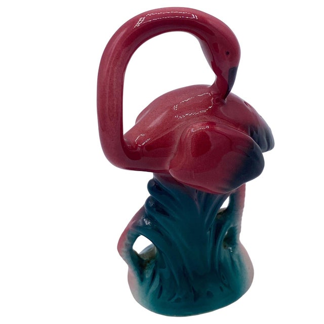 1980s Tropical Pink Flamingo Ceramic Tabletop Salt & Pepper Shaker Set For Sale - Image 4 of 11