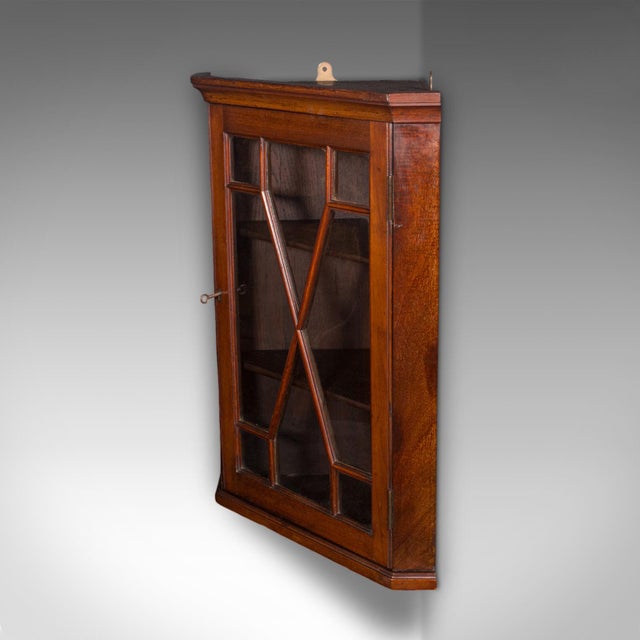1900 - 1909 Small Antique Glazed Corner Cupboard, English, Wall Display Cabinet, Edwardian For Sale - Image 5 of 9