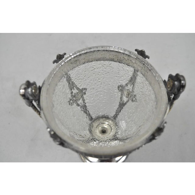 Antique Simpson Hall Miller Art Nouveau Silver Plated Sugar Bowl W Glass Insert For Sale - Image 15 of 17