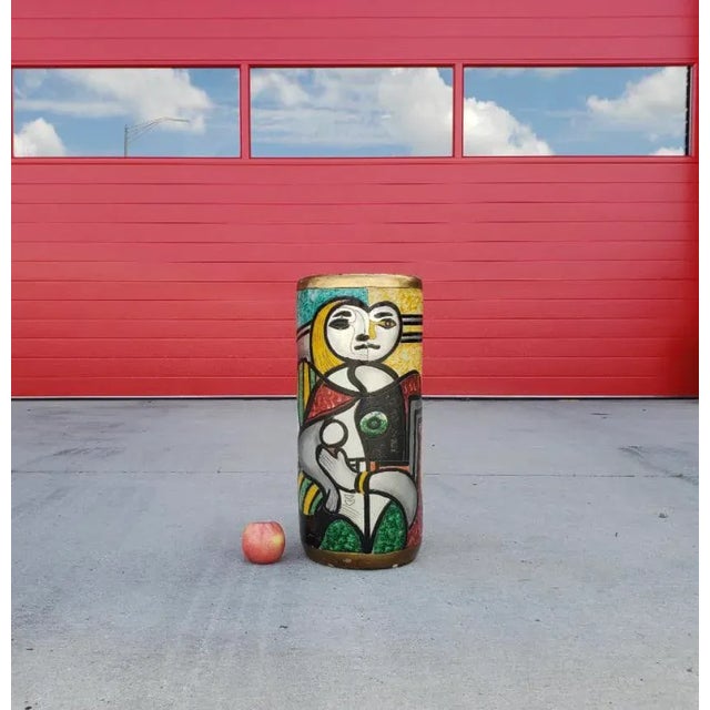 1970s Picasso Inspired Ceramic Umbrella Stand For Sale - Image 5 of 5