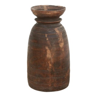 Antique Dark Wood Ghee Jar For Sale