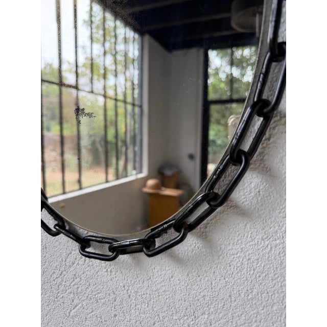 Oval Brutalist Chain Mirror, 1950 For Sale - Image 10 of 18