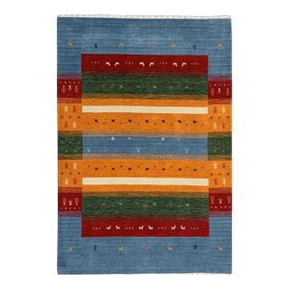 8x10 Timeless Gabbeh Multicolor Abstract Tribal Modern Handmade Wool Carpet Rug For Sale