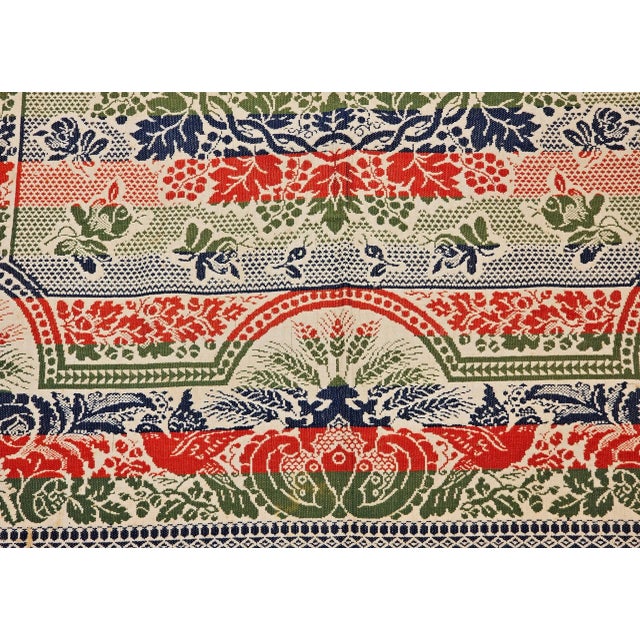 Mid-19th Century American Jacquard Coverlet With Floral & Bird Design For Sale In Chicago - Image 6 of 12