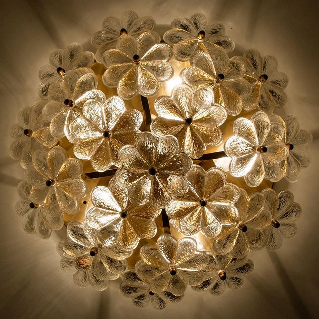 Glass and Brass Floral Wall Light by Ernst Palme, 1970s For Sale - Image 4 of 15