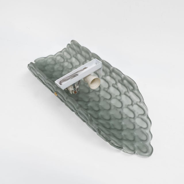 2000 - 2009 Aqua Green Murano Glass Wall Sconces with Textured Relief, 2000s, Set of 2 For Sale - Image 5 of 10