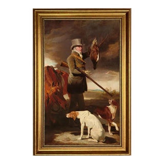 "Celebrated Sportsman" Framed Print on Canvas in Antiqued Gold Frame- a 13" X 22" Framed to 16-1/2" X 25-1/2" For Sale