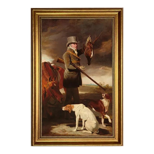 "Celebrated Sportsman" Framed Print on Canvas in Antiqued Gold Frame- a 13" X 22" Framed to 16-1/2" X 25-1/2" For Sale