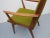 Chair with Armrests in Cherry, Green Fabric, 1955 For Sale - Image 3 of 11