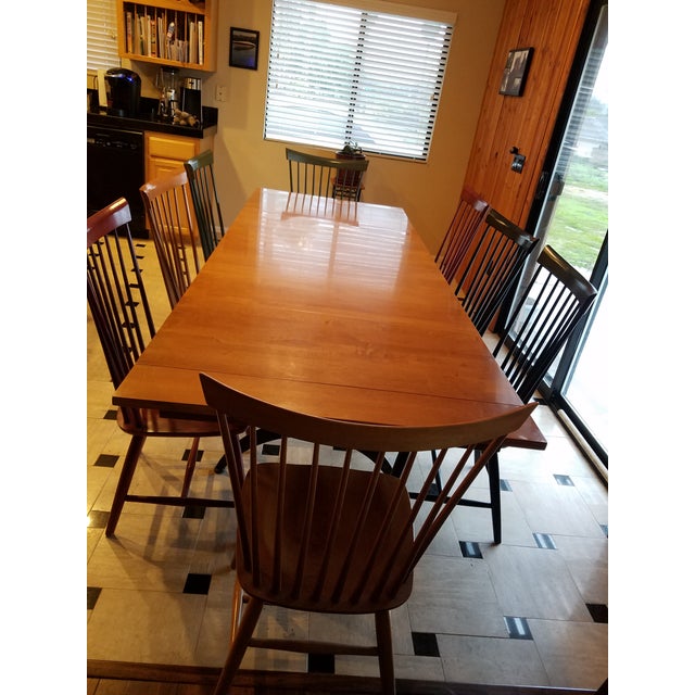 Ethan Allen Country Colors Dining Set with Table and 8 Fan Back Chairs