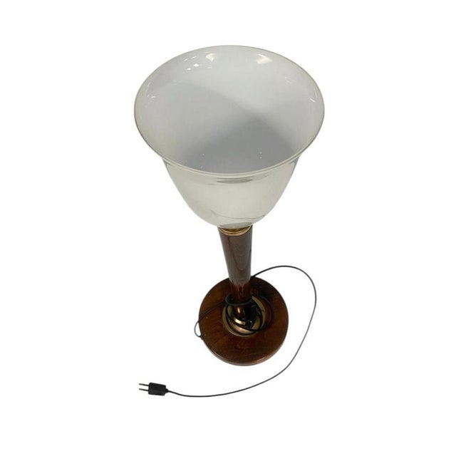 Art Deco Table Lamp in Glass and Walnut, 1930 For Sale - Image 6 of 7