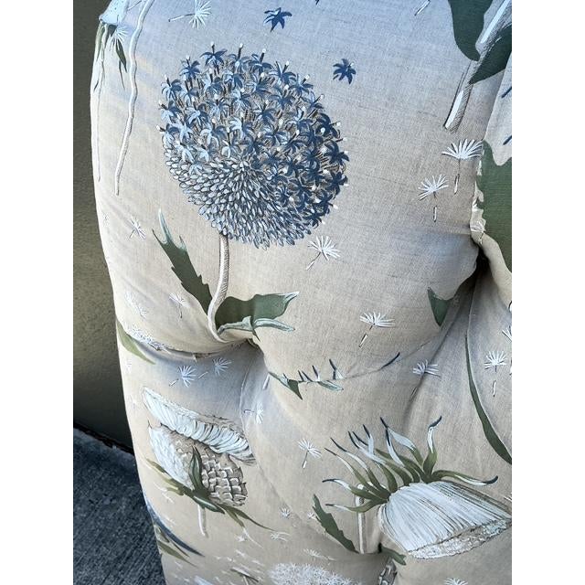 Vintage Printed Flower Upholstered Queen Headboard For Sale - Image 4 of 12