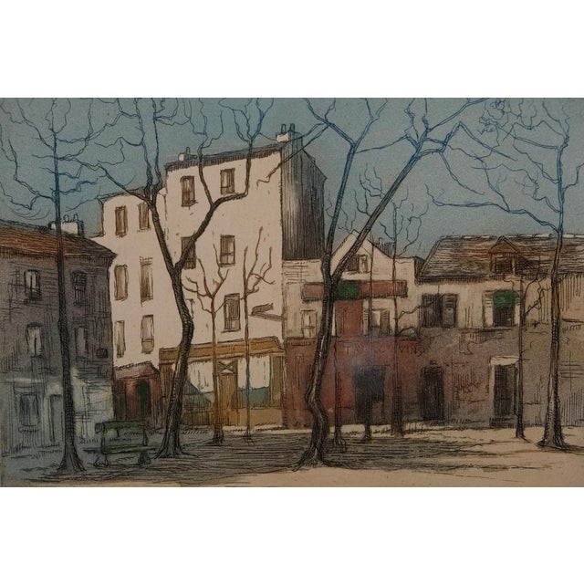 Paul trelade (gen paul) (1895-1975) the place du tertre original aquatint engraving signed in pencil on vellum, 29 x 24 cm...