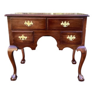 1920s Georgian Style Mahogany Lowboy / Dressing Table With Ball & Claw Feet For Sale