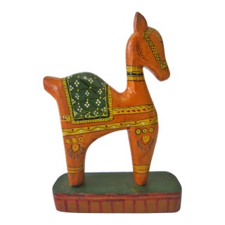 Boho India Carved Wood Horse, Small For Sale