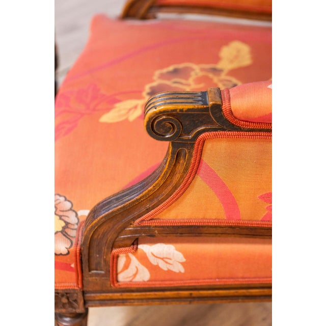 20th Century French Walnut Chair and Ottoman For Sale - Image 12 of 14