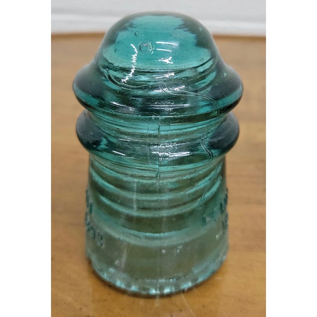 Vintage Hemingray No. 9 Aqua Glass Insulator For Sale In Kansas City - Image 6 of 10