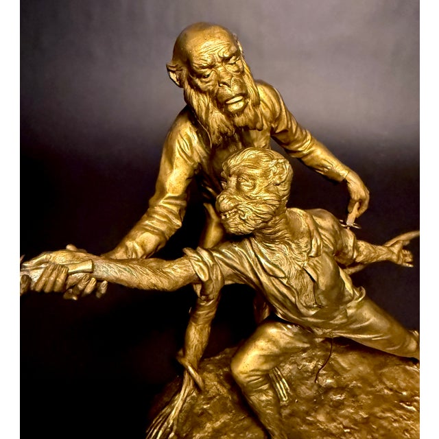 Late 19th Century Late 19th Century “Le Maître D’Armes” Gilt Bronze Figural Group by Henri Émile Allouard For Sale - Image 5 of 10