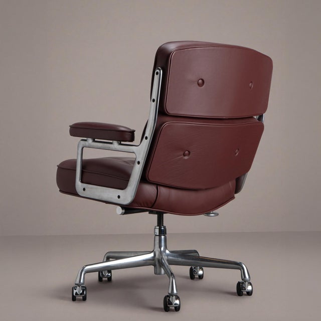 Metal Eames Time Life Executive Chair in Original Bordeaux Leather by Herman Miller For Sale - Image 7 of 12