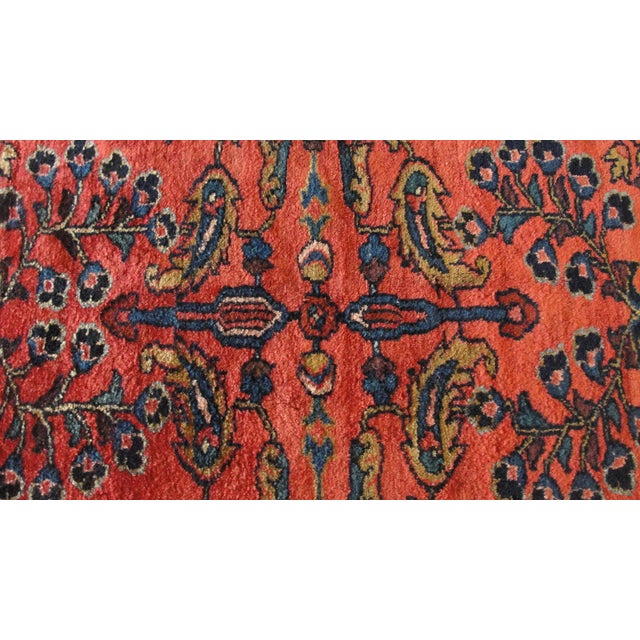 Antique Lilihan Sarouk Floral Red Rug-5' 6" X 6'3" For Sale In Chicago - Image 6 of 10