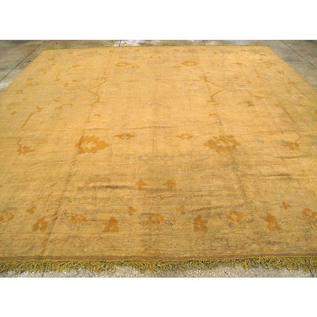 Early 20th Century Galerie Shabab Collection Gold Early 20th Century Handmade Turkish Oushak Large Square Room Size Carpet For Sale - Image 5 of 10