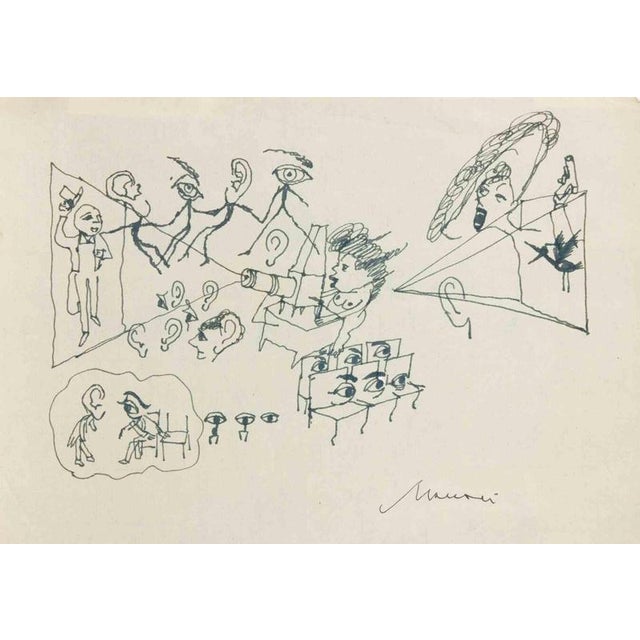 China ink drawing on paper. Hand signed lower right. Very good condition. This piece is attributed to the mentioned...