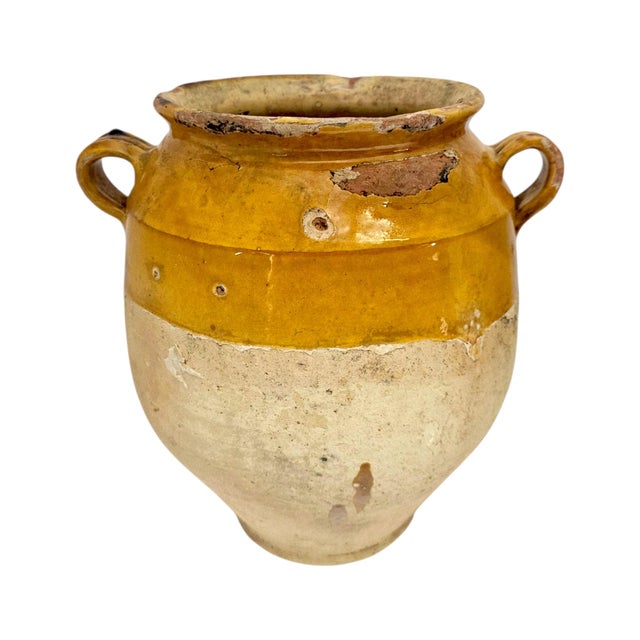 Goldenrod 19th-Century Southern French Yellow-Glazed Terracotta Confit Pots - Pair For Sale - Image 8 of 15