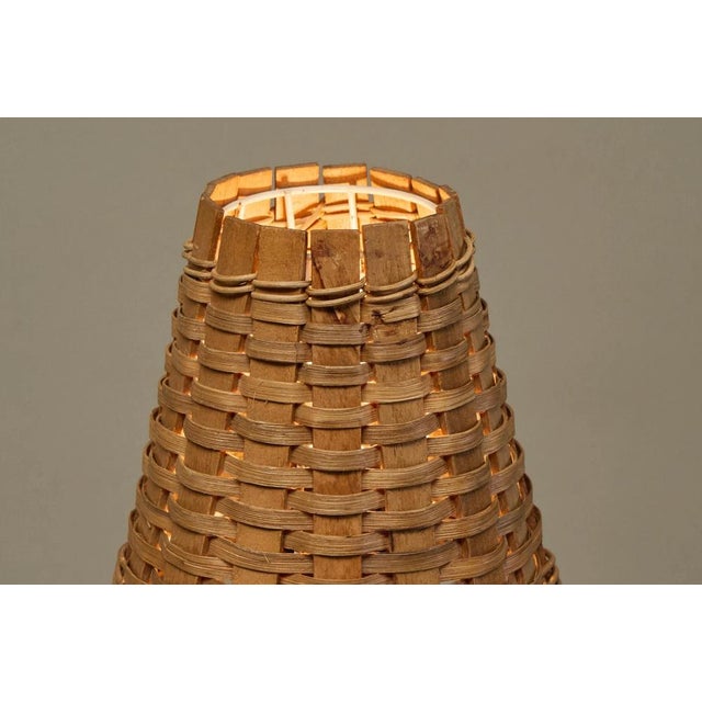 Mid-Century Table Lamp in Wrought Iron with Woven Rattan Shade, 1960s For Sale - Image 4 of 11