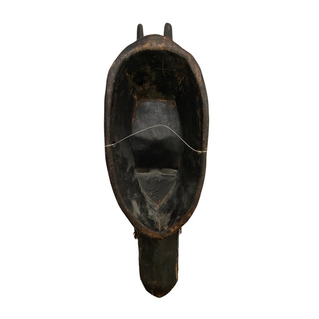 Vintage Malian Hand-Carved Wood and Metal African Tribal Mask For Sale - Image 6 of 6