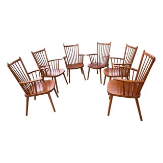 Vintage Spindle Armchairs by Albert Haberer for Hermann Fleiner, 1950s, Set of 6 For Sale