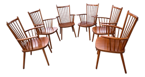Vintage Spindle Armchairs by Albert Haberer for Hermann Fleiner, 1950s, Set of 6