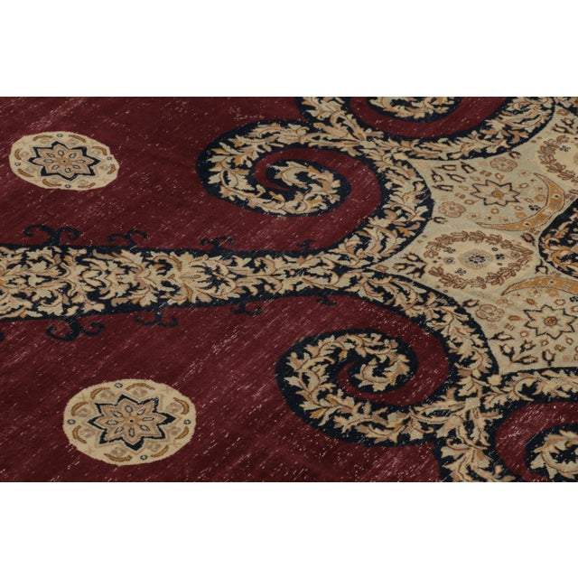 Vintage Persian Tabriz Rug, Burgundy With Rare Floral Medallion - Rug & Kilim For Sale In New York - Image 6 of 9