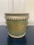 Early 20th Century French Green & Gold Tole Cachepot With Lion Head Handles and Pierced Gallery Rim For Sale - Image 5 of 8