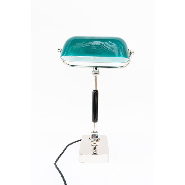 Art Deco Bauhaus Nickel Table Lamp with Glass Shade, Germany, 1920s For Sale - Image 9 of 18