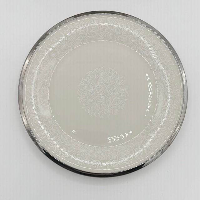 Ivory Vintage Lenox Moonspun Ivory & Platinum Dinnerware, Service for 4, Set of 12 For Sale - Image 8 of 11