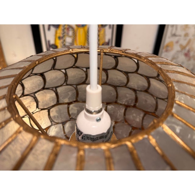 World Market Natural Capiz Globe Pendant For Sale - Image 9 of 12