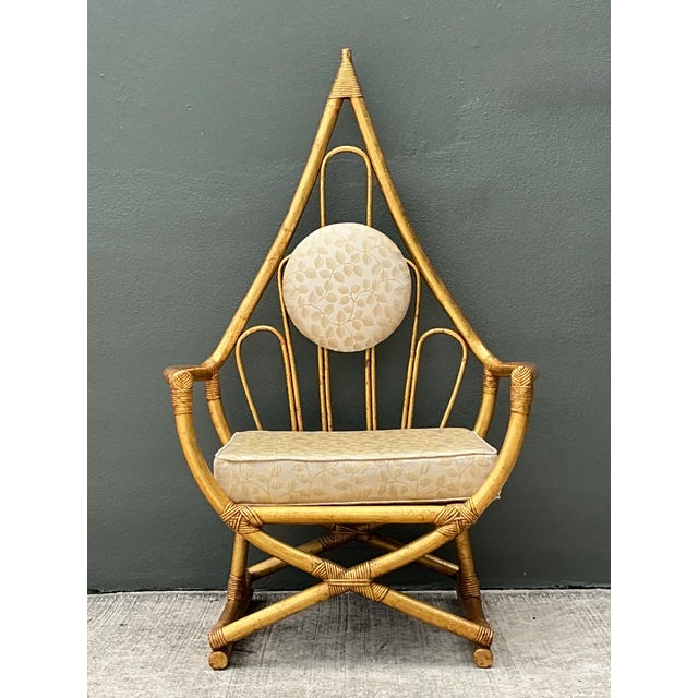 Gold Vintage Loop Rattan Chair After Henry Olko For Sale - Image 8 of 12