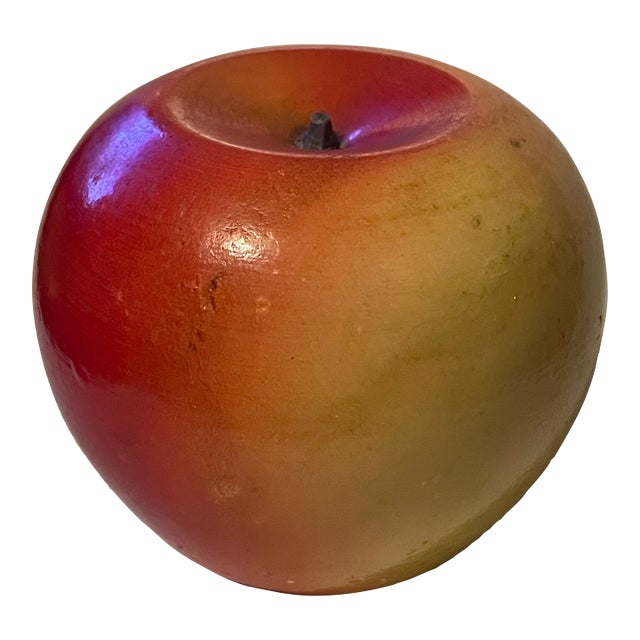 Mid 20th Century Red & Yellow Alabaster Apple Decoration Paperweight Decoration For Sale