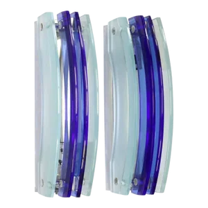 1970’s Italian Murano Veca 2 Color Glass Sconces - A Pair